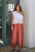 PANTALON BOMBACHO RAYAS NARANJA