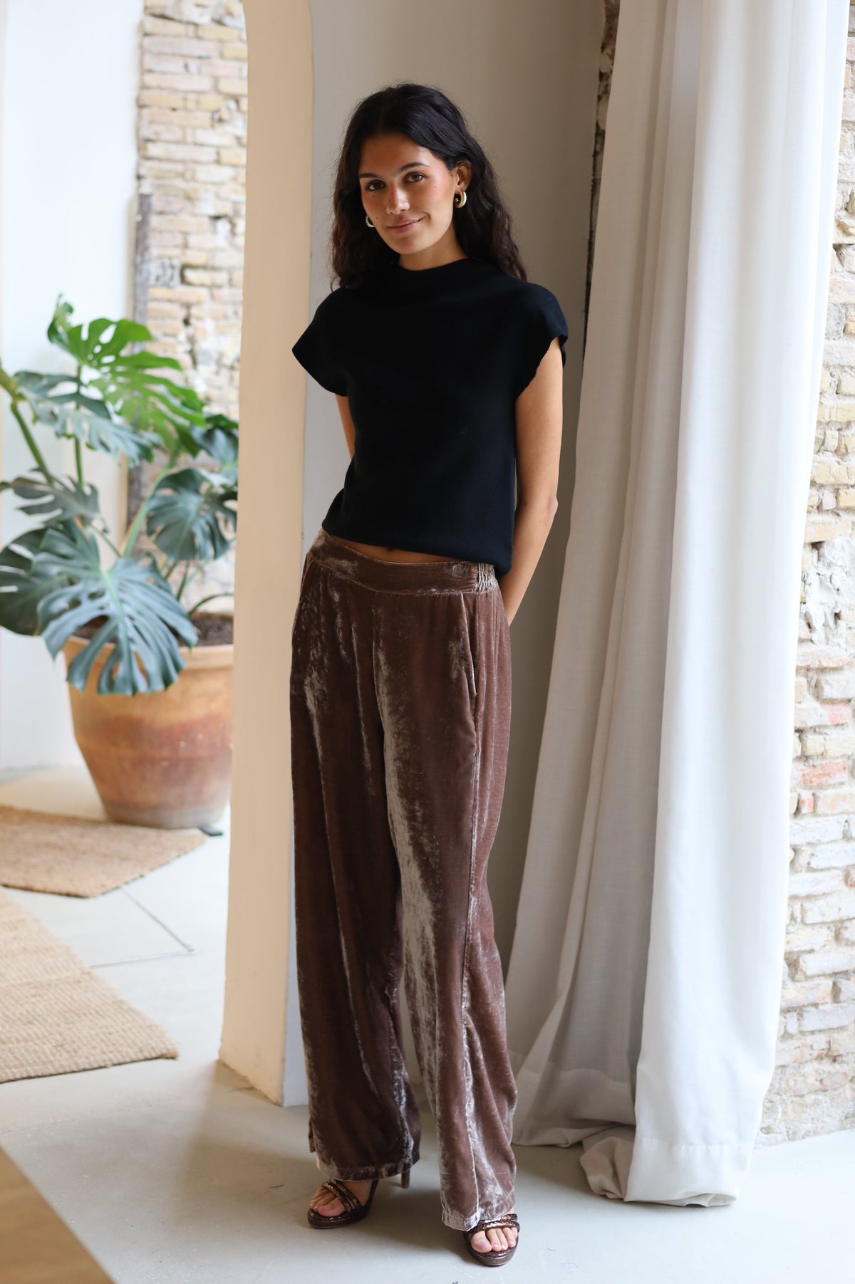 PANTALON ANCHO TERCIOPELO CAMEL