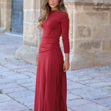 VESTIDO DRAPEADO VOLGA BURDEOS