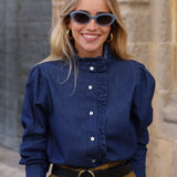 BLUSA VOLANTE DENIM OSCURA