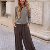 PANTALON BOMBACHO LISO MARRON