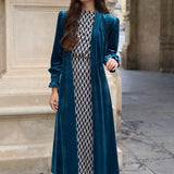 ABRIGO TERCIOPELO TURQUESA