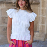 BLUSA FRUNCES BLANCA
