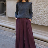 PANTALON ANCHO PINZAS BERENJENA