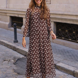 VESTIDO PUEBLA TUL MARRON