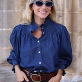 BLUSA CUELLO NIDO DENIM OSCURA