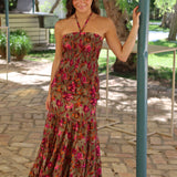 VESTIDO TENERIFE FLORES VERDE