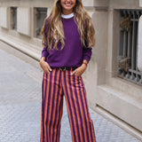PANTALÓN RAYAS NARANJA MORADO