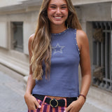 CAMISETA TACHAS ESTRELLA MALVA
