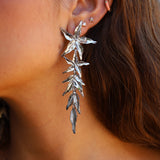 PENDIENTES HOJAS PLATEADOS