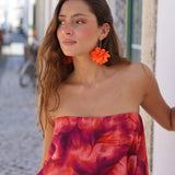 PENDIENTES LARGOS FLOR NARANJA