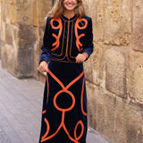 CHAQUETA TERCIOPELO AZUL Y NARANJA