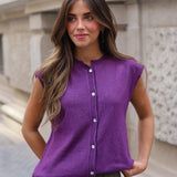 CHALECO PUNTO BOTONES MORADO