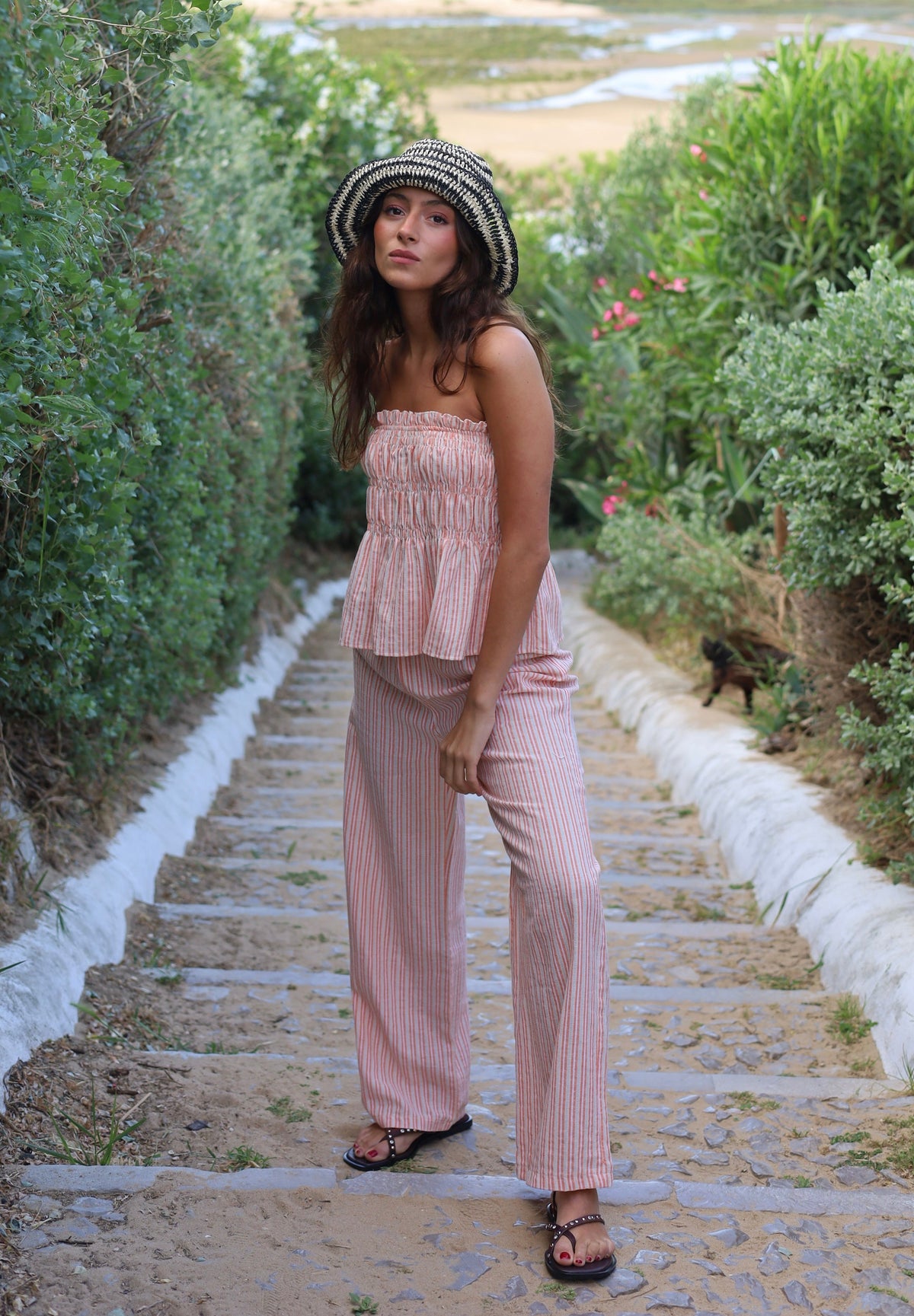 PANTALON RAYAS SALMON