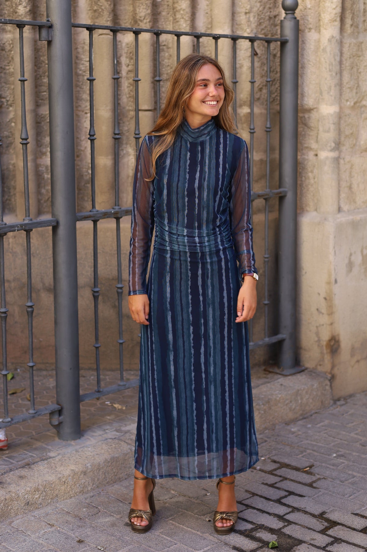 VESTIDO TUL TIE DYE AZUL