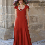 VESTIDO VOLANTE HOMBRO CALDERO