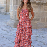 CONJUNTO CARACAS FLORES TEJA
