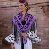 MANTON TRIANA LILA BORDADO NEGRO