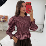 BLUSA NIDO DE ABEJA RAYAS ROSA