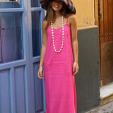 VESTIDO ENCAJE FUCSIA