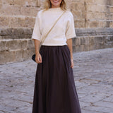 FALDA MIDI MARRON