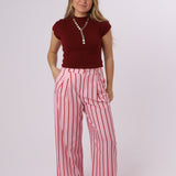 PANTALON PINZAS RAYAS ROSA