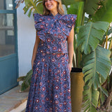 FALDA PATRICIA FLORES AZUL