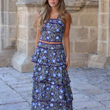 CONJUNTO CARACAS FLORES MORADO