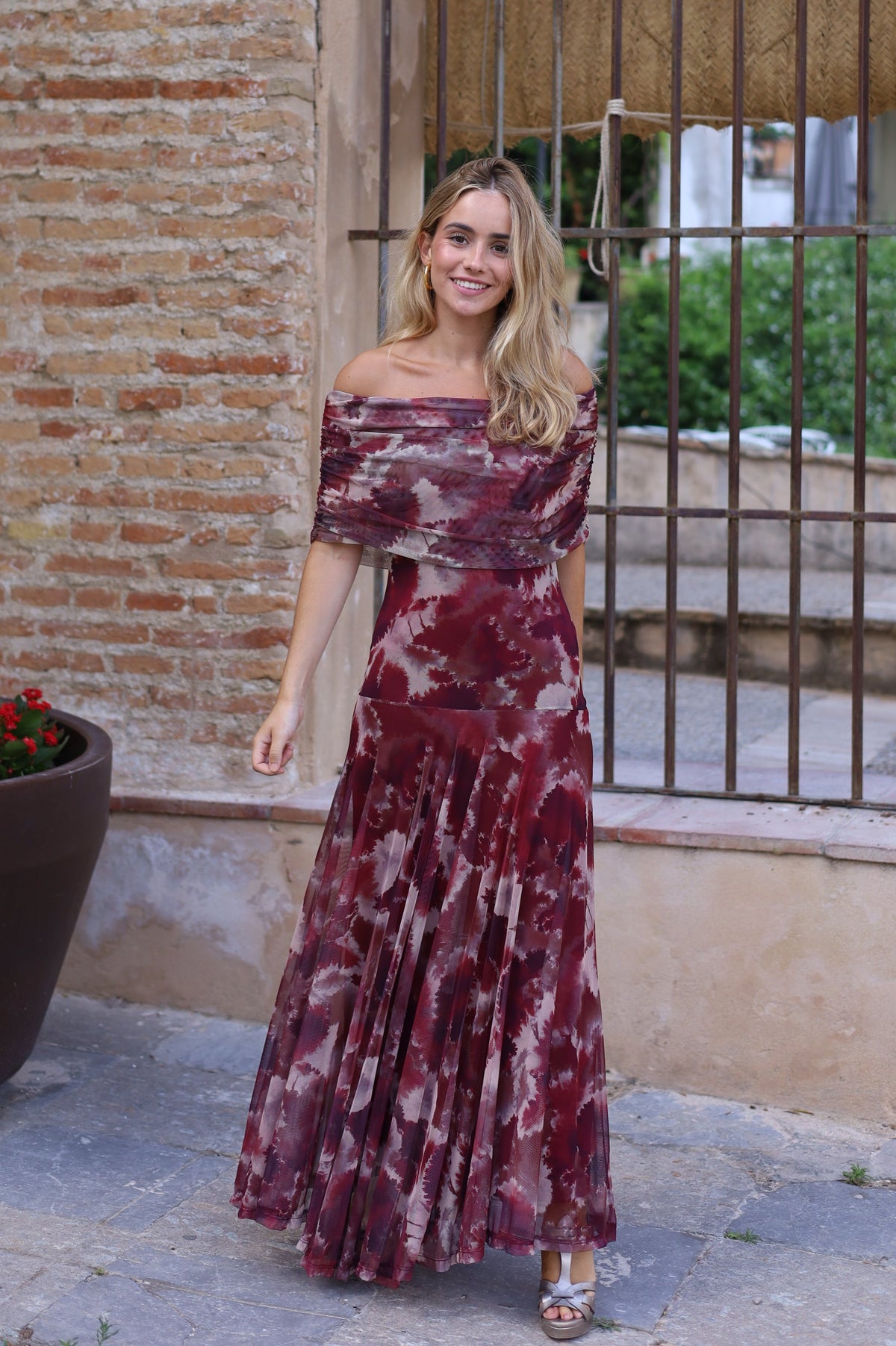 VESTIDO BARCO TUL ESTAMPADO CALDERO