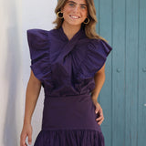 BLUSA CARMEN VOLANTES MORADA