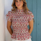 BLUSA FRUNCES ESTAMPADA CRUDA