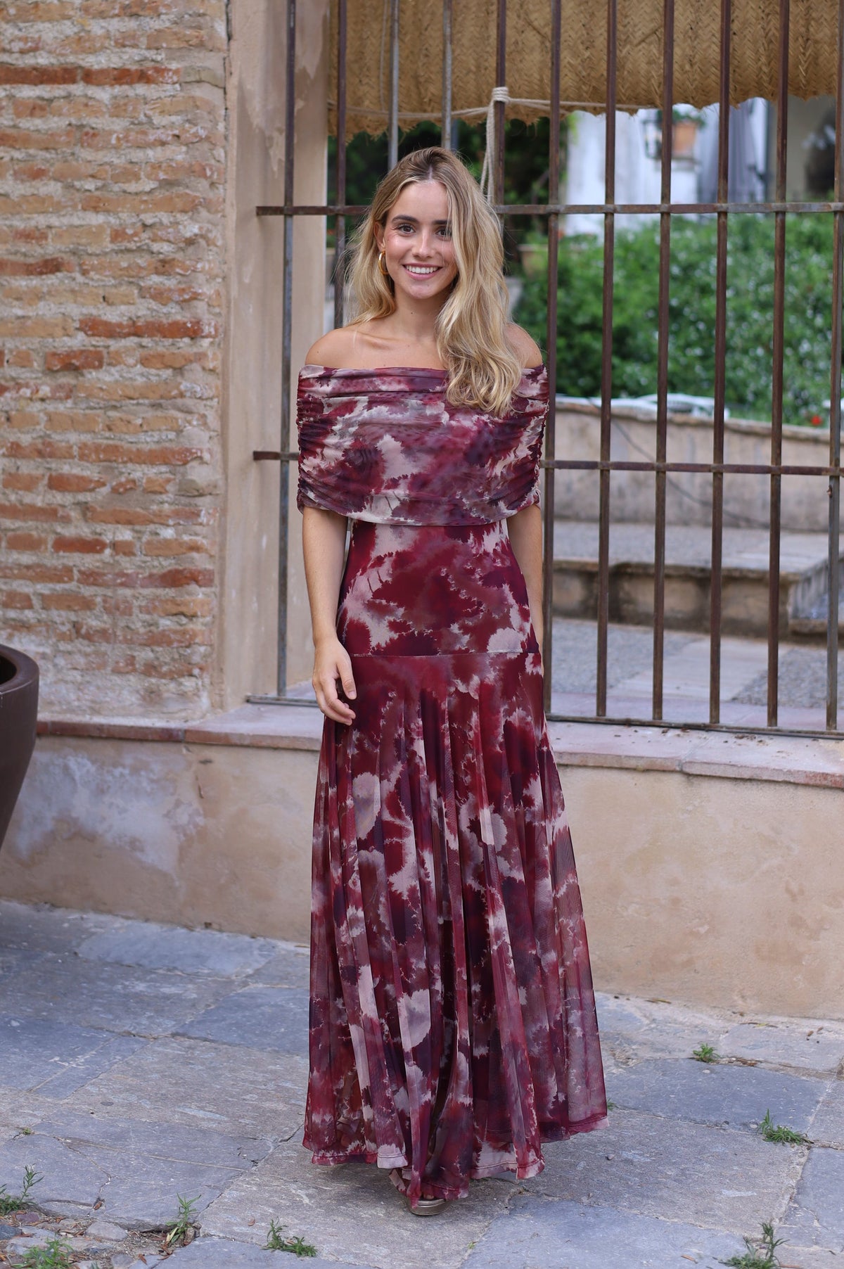 VESTIDO BARCO TUL ESTAMPADO CALDERO
