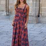 VESTIDO HAWAI FLORES MARRONES