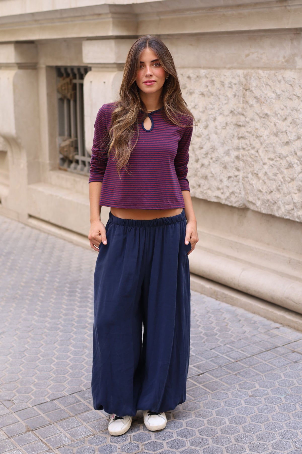 PANTALON BOMBACHO LISO AZUL
