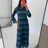 VESTIDO ZIGZAG LUREX AZUL