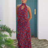 FALDA GASA FLORES ROJAS