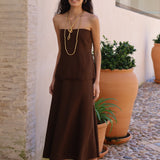 VESTIDO PALABRA DE HONOR MARRON