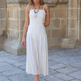 VESTIDO FRUNCES LINO CRUDO
