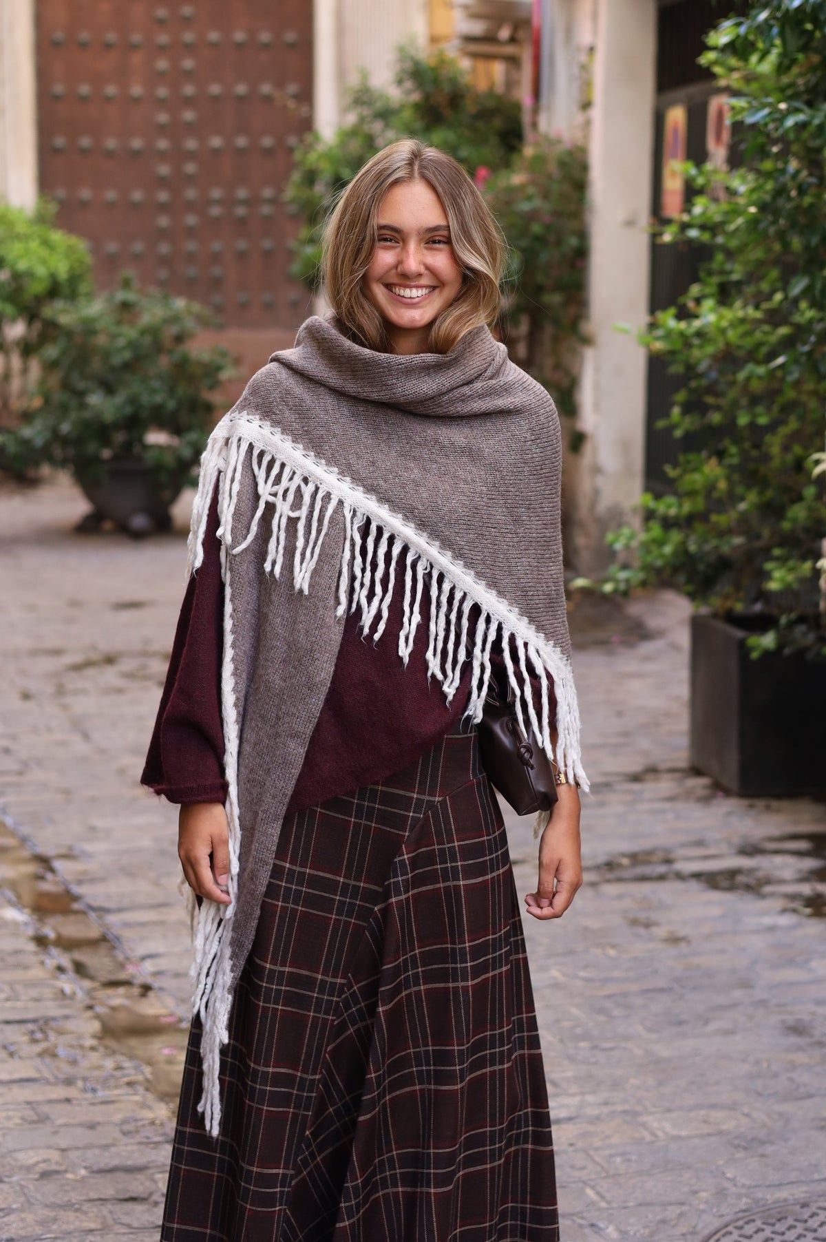 PONCHO FLECOS BICOLOR