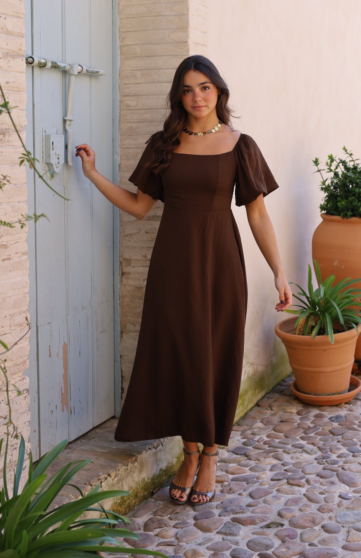 VESTIDO ECIJA MARRON