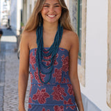 COLLAR BOLAS CASCADA AZUL