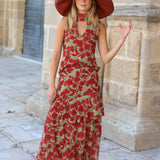 TOP HALTER GASA FLORES TEJA