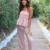 PANTALON LINO RAYAS SALMON