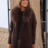 CHAQUETA CUELLO DE PELO MARRÓN