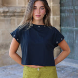 CAMISETA CROPPED NEGRA