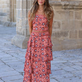 CONJUNTO CARACAS FLORES TEJA
