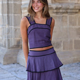 CONJUNTO CARACAS FLORES MORADO