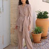 PANTALON CELIA RAYAS BEIGE