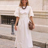VESTIDO MANGA GLOBO CRUDO