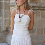 VESTIDO FRUNCES LINO CRUDO